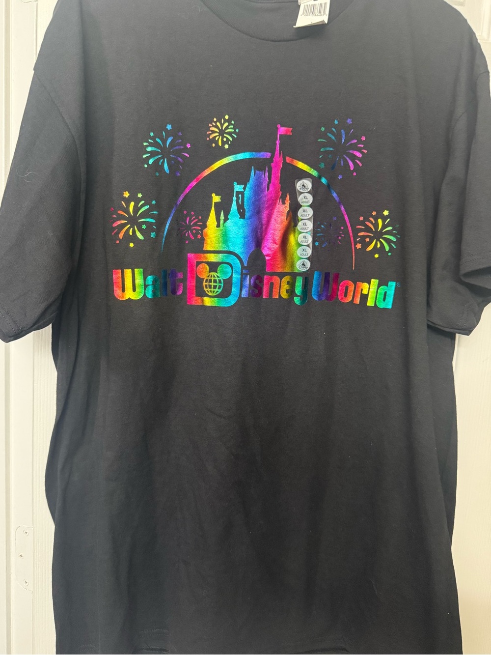 Disney Black Rainbow Castle Fireworks Short Sleeve Tee